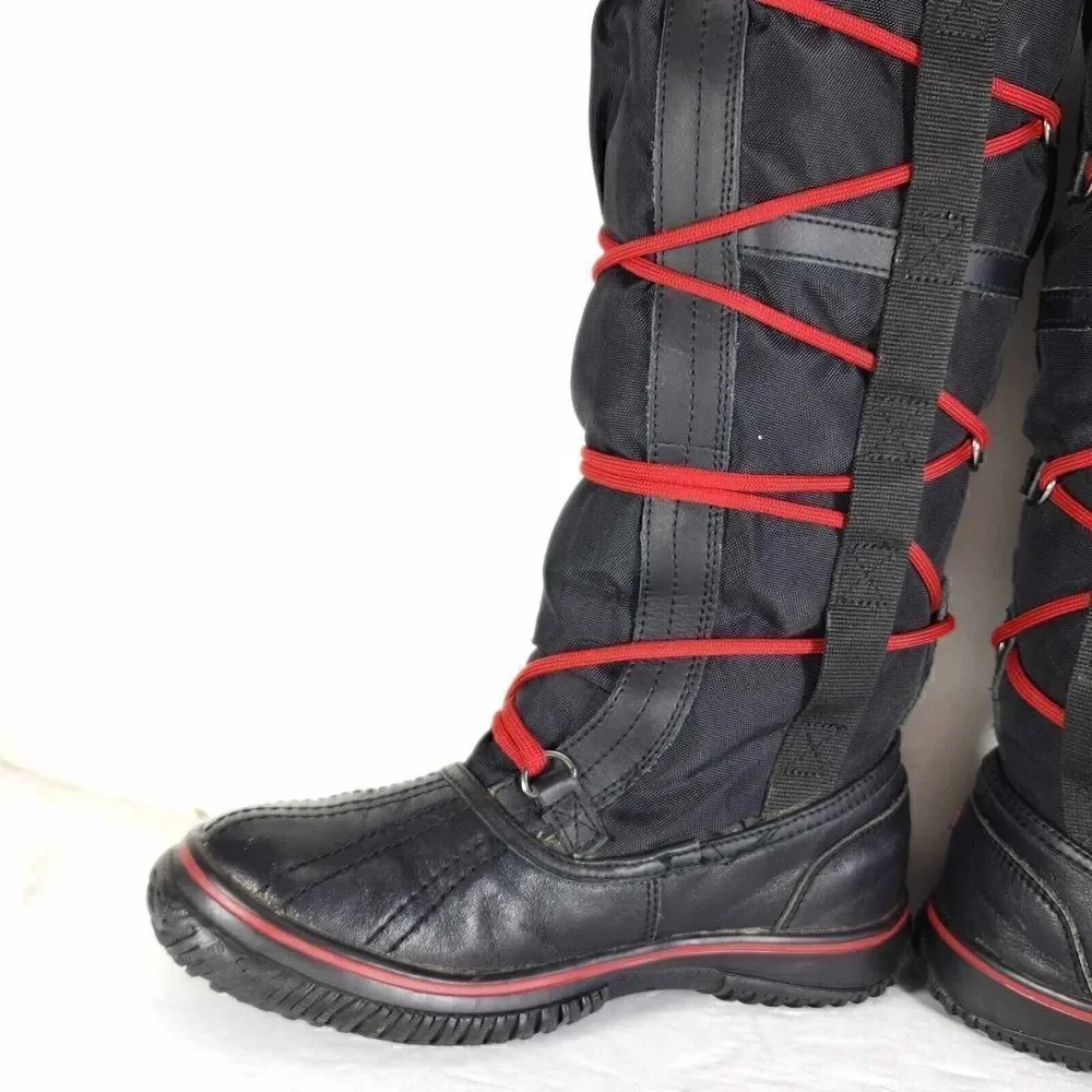 Pajar Women's US 6-6,5 Black Waterproof Lace Up Grip Insulated Tall Snow Boots